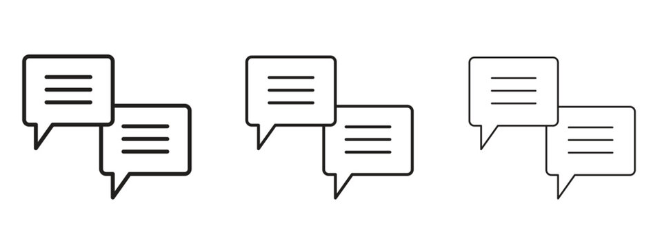 Text chat icon thin line symbol on white background, editable stroke vector illustration