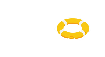 Bright Yellow Lifebuoy Floating on Black Water with White Rope for Safety and Rescue