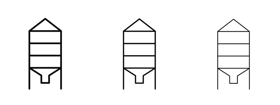 Silo icon thin line symbol on white background, editable stroke vector illustration