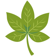 Green five-leaf cluster, flat minimal style, isolated on white background, perfect for creative, botanical, and decorative designs.
