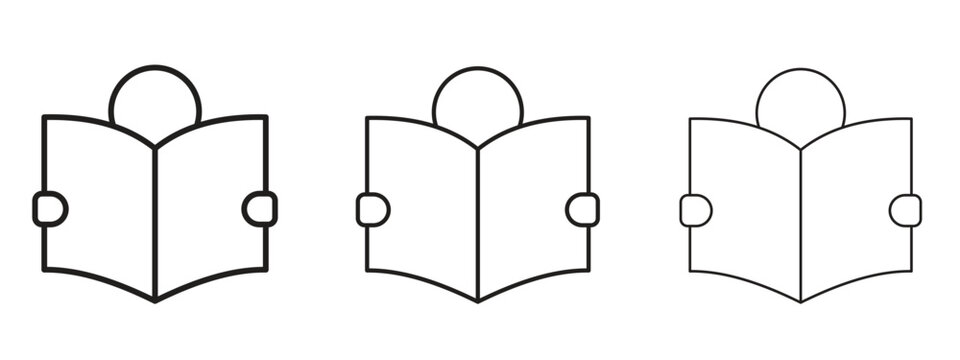Reading icon thin line symbol on white background, editable stroke vector illustration
