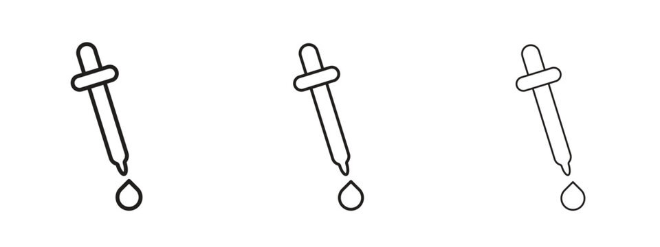 Pipette icon thin line symbol on white background, editable stroke vector illustration