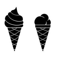 Ice Cream Cone Black Silhouette Icon illustration
