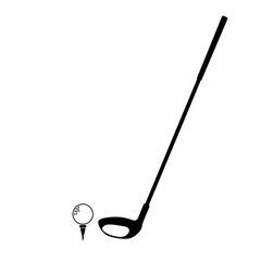 Golf Club with Ball and Tee Vector Icon Illustration Silhouette