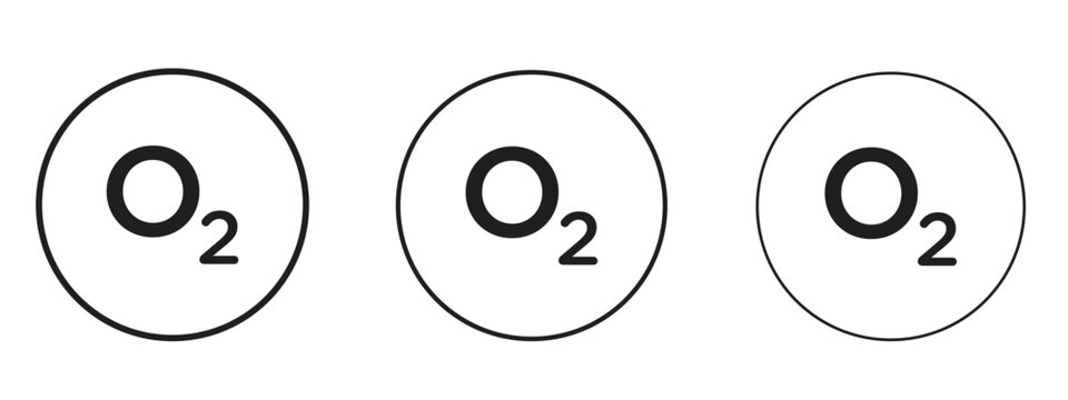 Oxygen O2 icon thin line symbol on white background, editable stroke vector illustration