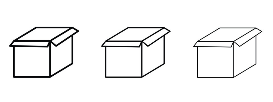 Open box icon thin line symbol on white background, editable stroke vector illustration