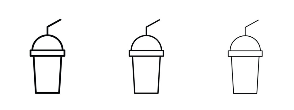 Milkshake icon thin line symbol on white background, editable stroke vector illustration