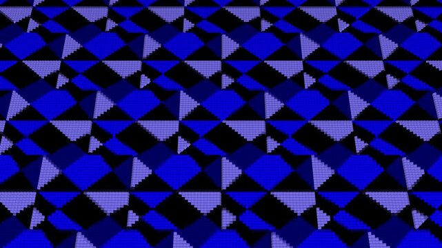 Dynamic blue and black pixelated geometric pattern abstract background loop 