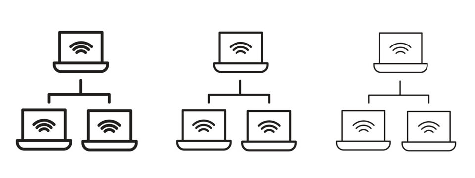Local network icon thin line symbol on white background, editable stroke vector illustration