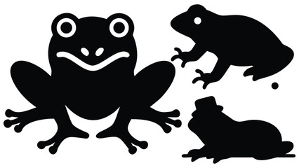 black and white cartoon frogs