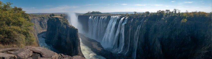 Majestic waterfall view victoria falls hdr panorama nature 360 degrees experience