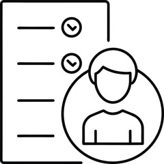 Influencer checklist line art icon for social media and content creation isolated on transparent background
