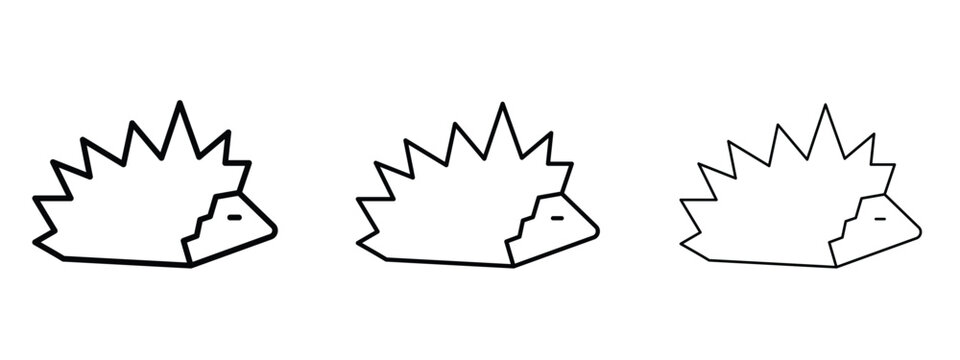 Hedgehog icon thin line symbol on white background, editable stroke vector illustration