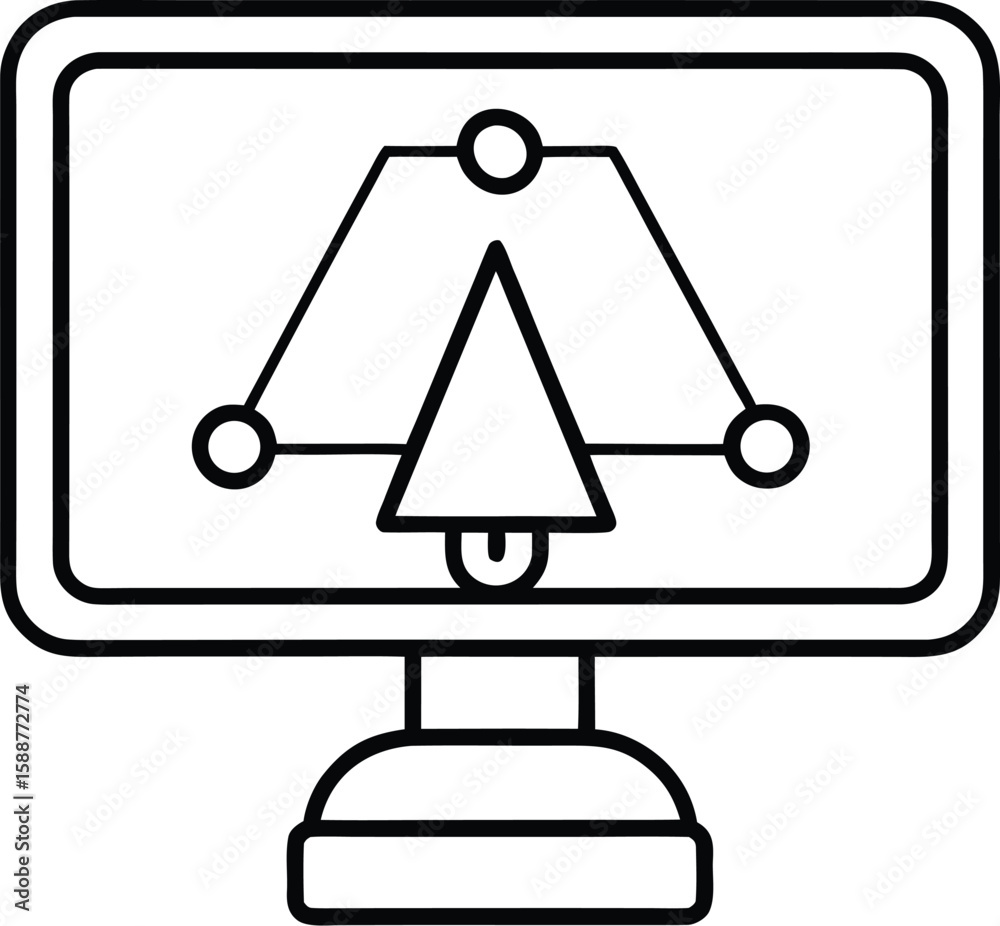 Poster cad software screen interface icon with line art design isolated on transparent background