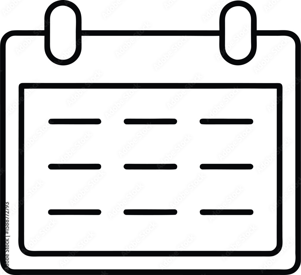 Poster clean line art calendar icon representing content planning and scheduling isolated on transparent ba