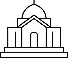 Simple architectural model line art icon representing a building structure isolated on transparent background