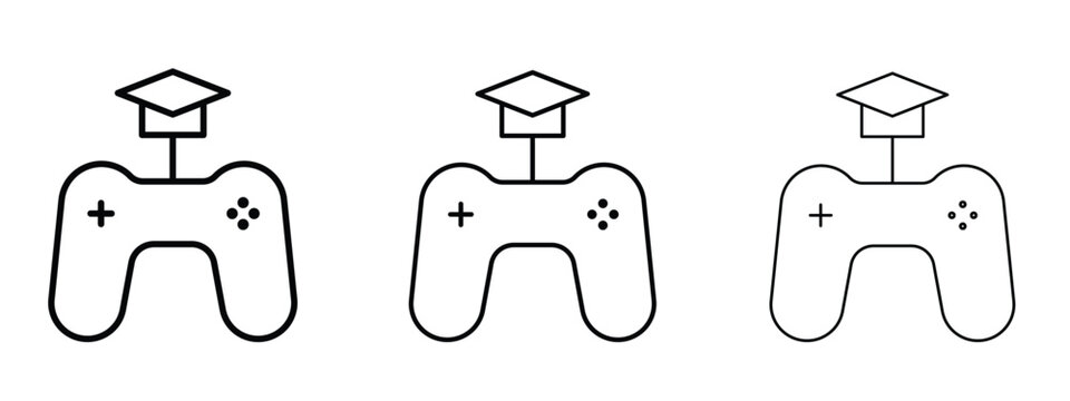 Game based learning icon thin line symbol on white background, editable stroke vector illustration