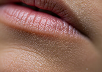 Fototapeta premium Closeup human lips skin texture