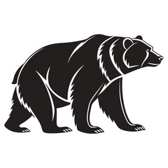 Black bear walking in profile illustration isolated