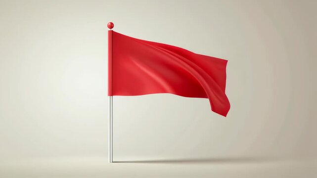 Red flag waving in breeze sequence on minimalist background with soft lighting