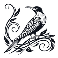 Naklejka premium A bird perched on a decorative branch