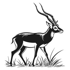 Artistic illustration of a sable antelope in a grassy field