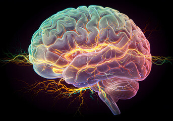 Colorful abstract human brain illustration