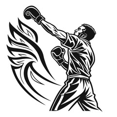 Fototapeta premium Boxer throwing a powerful punch with tribal accents