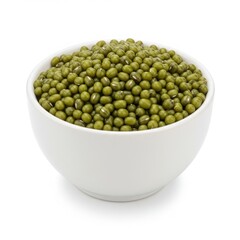 White bowl filled with green mung beans green beans 1
