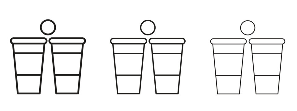 Beer pong icon thin line symbol on white background, editable stroke vector illustration