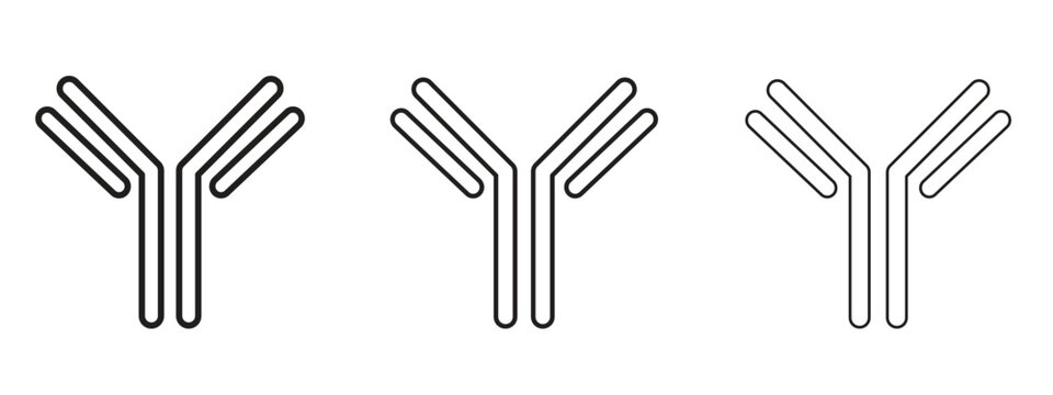 Antibody icon thin line symbol on white background, editable stroke vector illustration
