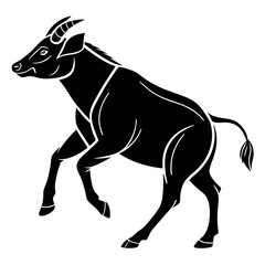 Obraz premium A stylized illustration of a wildebeest running on a white background