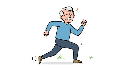 Fototapeta premium Active senior man jogging with a joyful expression in a nature setting 