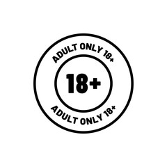 Black and White Icons Showing 18+ Age Warning