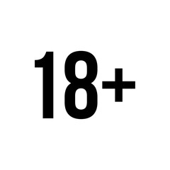 Obraz premium Black and White Icons Showing 18+ Age Warning