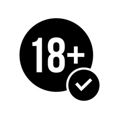 Black and White Icons Showing 18+ Age Warning