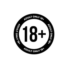 Black and White Icons Showing 18+ Age Warning
