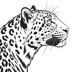 Closeup profile of a leopards face with distinctive spots