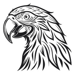 Fototapeta premium Tribal parrot head with open mouth