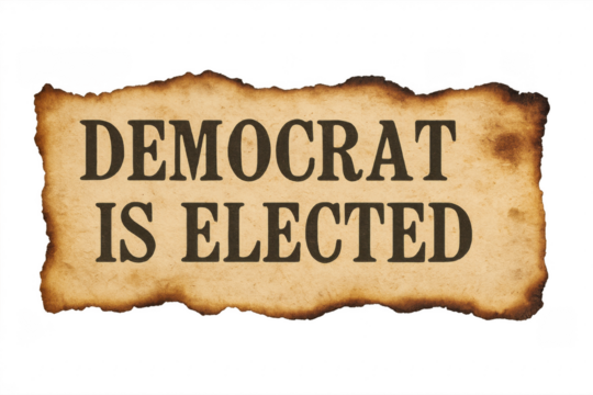 Democrat is elected, burning old paper on transparent background - Powered by Adobe