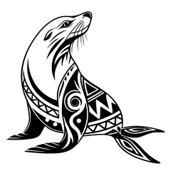 Fototapeta premium A tribal style seal illustration isolated on white background