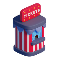3D Ticket Booth Icon - Movie and Event Ticket Sales Symbol