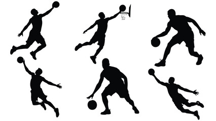 basketball players silhouettes vector