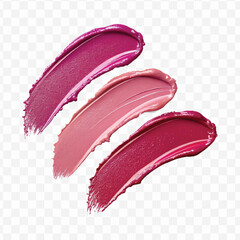  realistic 3d smooth glossy lipstick swatch smear smudge in different color style isolated on transparent background