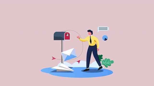Checking Mailbox for Important Letter is a flat character explainer scene perfect for startup videos, business presentations, or UI/UX concept animations.
