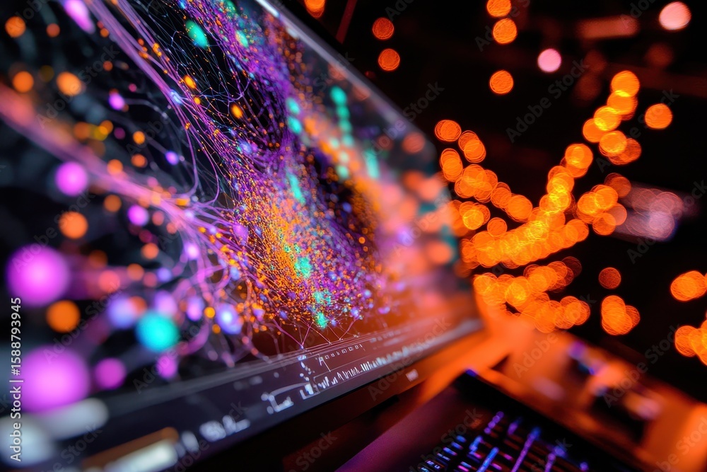 Fototapete colorful data visualization with abstract patterns and light effects