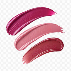  realistic 3d smooth glossy lipstick swatch smear smudge in different color style isolated on transparent background