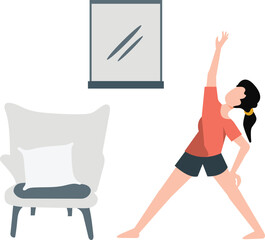 Girl is doing light exercise