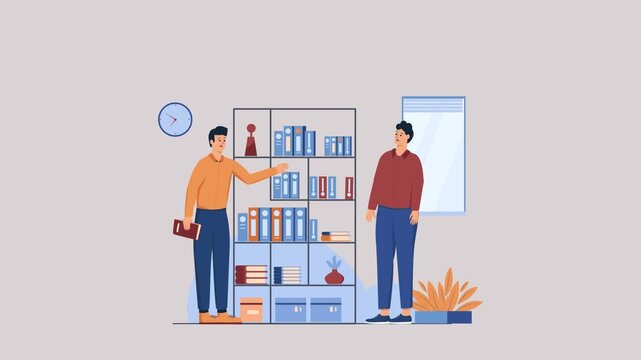 Couple Discussing Future Plans at Home is a flat character explainer scene perfect for startup videos, business presentations, or UI/UX concept animations.