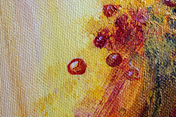 The texture of a canvas painting covered with oil paint